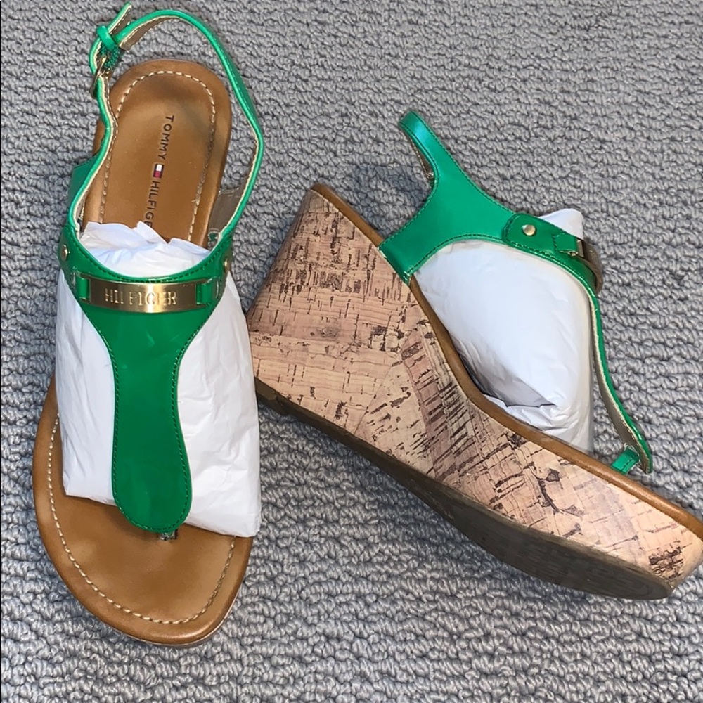 Tommy Hilfiger Kelly Green Cork Wedge size 7